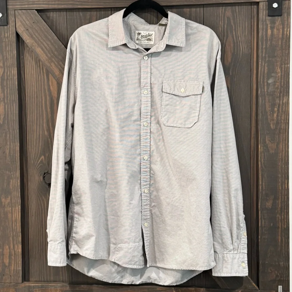Howler Brothers Men’s Gray & White Striped Long Sleeve Button Up Shirt Size XL - Picture 7 of 7